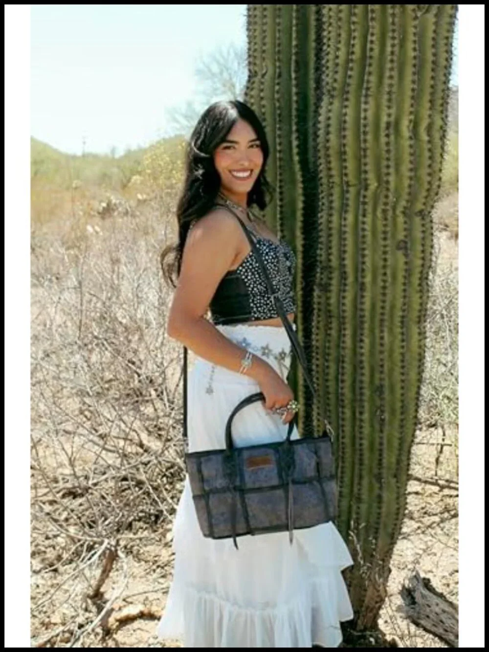Woven Tote Bag - Western Floral Tooled Faux Leather Tassel Crossbody